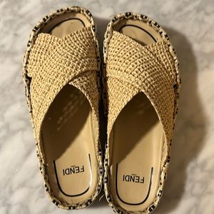 Fendi Rattan Logo Sandals